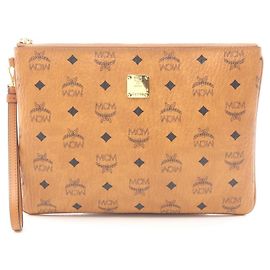 MCM Visetos Second Bag Clutch Bolso de mano Castaño