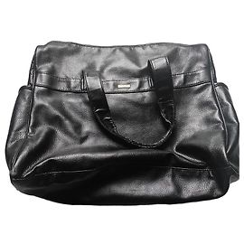 Giorgio Armani black leather travel bag Black