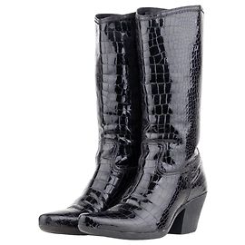 Botas Cowboy Prada años 2000 de cocodrilo media pantorrilla Negro