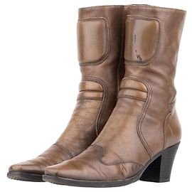 Botas Miu Miu AW99 Western Biker Moto Marrom