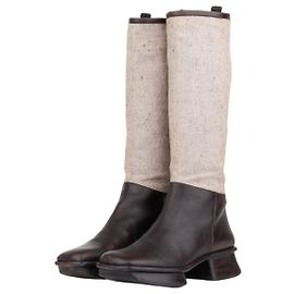 Prada SS99 Knee-High Platform Split Sole Riding Boots Brown