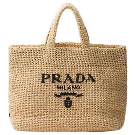 Prada Raffia Tote Bag Beige