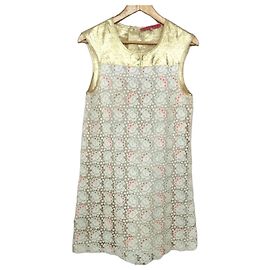 Manoush Vestido corto Blor de encaje dorado Blanco Dorado