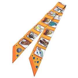 Hermès Hermes TWILLY SCARF Silk Long Orange