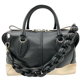 Tod's D Styling Schultertasche Schwarz Weiß