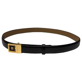 Ceinture en cuir Vintage Givenchy Logo Noir Or Noir