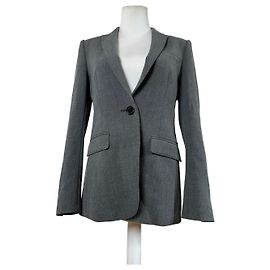 Vintage Burberry Wool Blend Blazer Grey M Grey