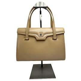 Vintage Givenchy strukturierte Lederhandtasche Beige Gold Beige
