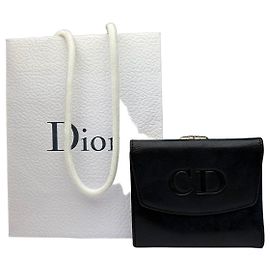 Autre Marque Vintage Dior Grained Leather Wallet Beige Beige