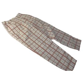 Chloé Vintage Chloe Karohose Weiß Rosa Gelb XS Weiß