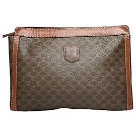 Céline Pouch con zip Vintage Celine Monogram Canvas Brown Tan Marrone