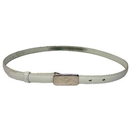 Vintage Bottega Veneta Smooth Leather Belt Cream Silver Beige