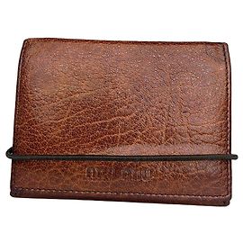 Cartera bifold Vintage Miu Miu de cuero granulado Brown Silver Castaño
