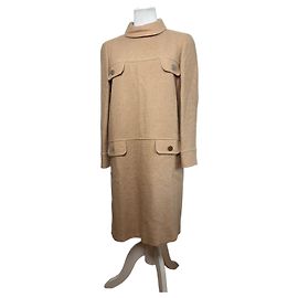 Vestido línea A Vintage Courreges de lana Beige claro M Beige