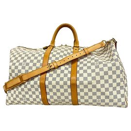 Louis Vuitton Boston Damier Azur Keepall Bandoulière 55 Blanco