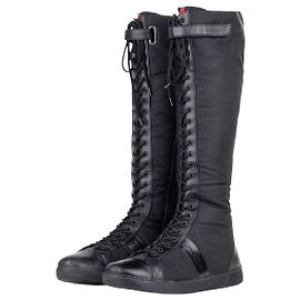 Stivaletti sneaker stringati alti stile boxe e racing Prada anni 2000 Nero