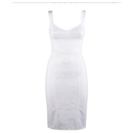 Dolce & Gabbana Robe Corset en Dentelle Blanche Blanc