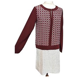 Vanessa Bruno Collection Athé Seidenkleid mit Muster Schwarz Weiß Rot Andere