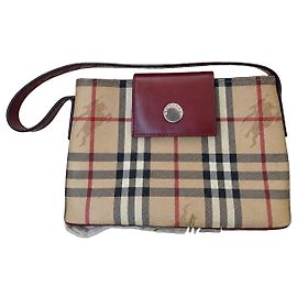 Bolsa de Ombro Burberry Haymarket Check Marrom Bege