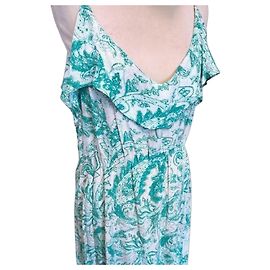 Antik Batik Robe Light Fluide Imprimée XL Blanc Vert