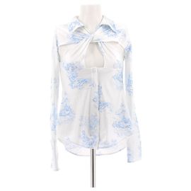 Coperni Top blanc imprimé bleu Blue