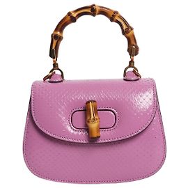 Gucci Purple bamboo handle leather bag Purple