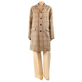 Marni Brauner Wollmantel mit Karomuster - size UK 10 Braun
