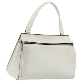 Céline CELINE Edge Medium Hand Bag Leather White Silver Autre