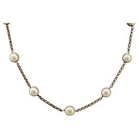 Collar CHANEL Metal Tono Dorado Blanco CC Otro