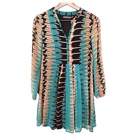 Antik Batik Preppy Folk Kleid Schwarz Beige Türkis