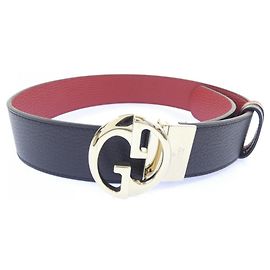 Gucci 525040 Standard Gürtel Schwarz Rot