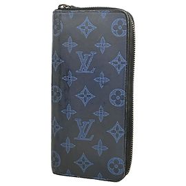 Carteira Zippy Louis Vuitton Monogram Shadow em Navy Azul marinho