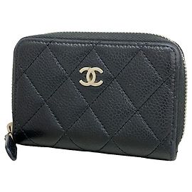Monedero Chanel de piel de becerro granulada negra Negro