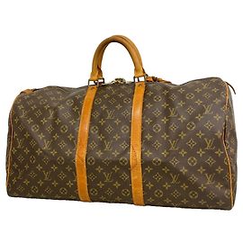 Louis Vuitton Brown Boston Monogram Keepall 55 Braun
