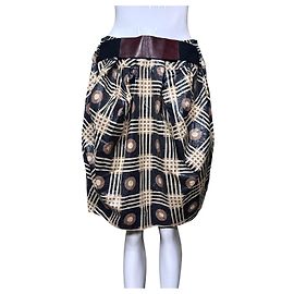 Marni Brown & Beige Plaid Bubble Skirt Brown Black Beige