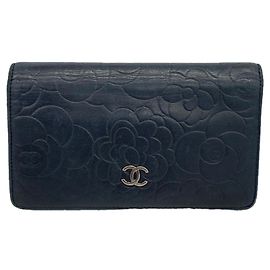 Chanel Black Lambskin Long Wallet Black
