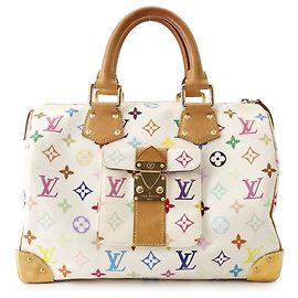 Bolsa Louis Vuitton Monogram Multicolor Speedy 30 Branco Vermelho