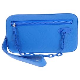 Louis Vuitton Blue Monogram Taurillon Pochette Volga Blu