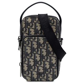 Dior Rider Pouch aus blauem Micro Oblique Canvas Blau Marineblau