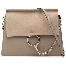 Chloé Faye Crossbody in vitello e camoscio marrone Medium Marrone Taupe