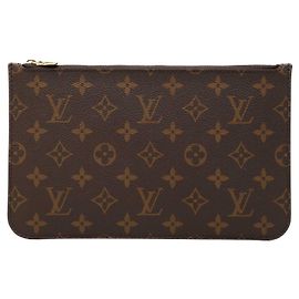Louis Vuitton Brown Monogram Neverfull MM Pouch Brown