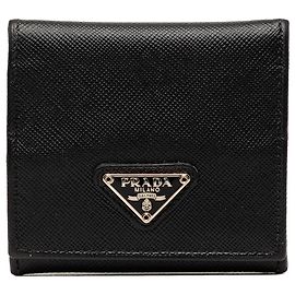Portamonete Prada in pelle Saffiano nera Nero