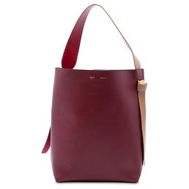 Céline Celine Red Small Smooth Bicolor Calfskin Twisted Cabas Tote Rot Bordeaux