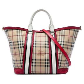 Sac cabas Burberry Beige Medium Haymarket Check Coated Canvas Jameson Beige