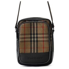 Borsa a tracolla Burberry Nova Check in tela mesh e pelle Nero Multicolore