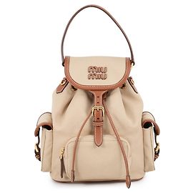Zaino e borsa Miu Miu in pelle e tela beige e marrone Marrone