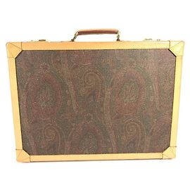 Bolsa de mão em couro com padrão Paisley ETRO Marrom