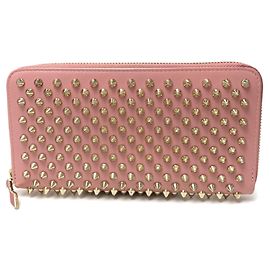 Portefeuille long en cuir rose Christian Louboutin Rose