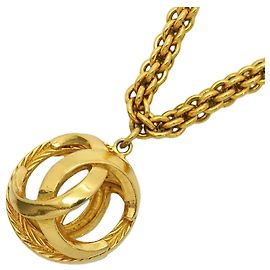 Colar Chanel Coco Mark banhado a ouro Dourado