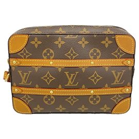 Louis Vuitton Monogram Soft Trunk Pochette Clutch Bag Marron